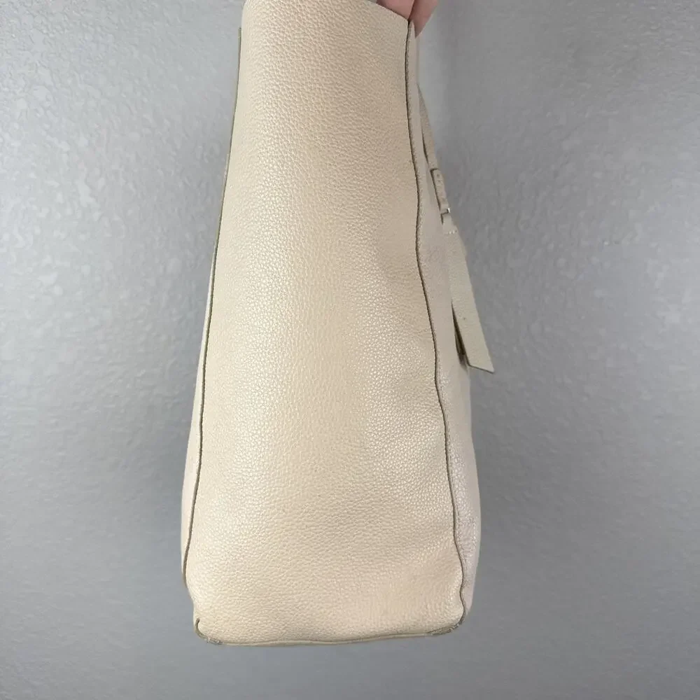 Lucky Brand Jaid Shoulder Tote Bag Purse Shopper Stucco Ivory Pebbled Leather - Picture 6 of 10